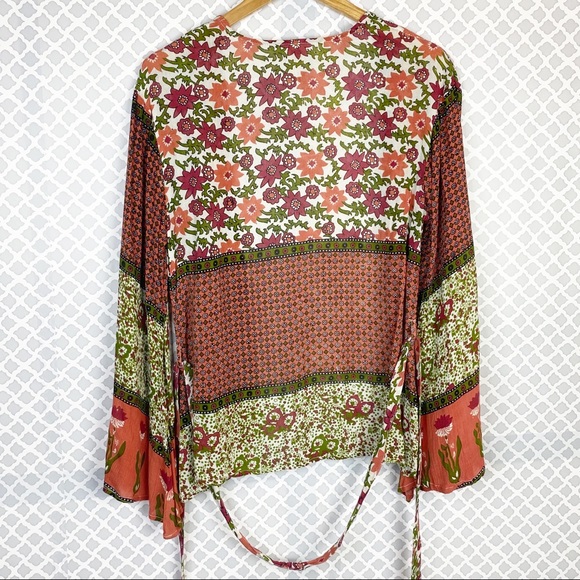 EUC RAGA Floral Boho Open Front Tie Waist Kimono - Picture 5 of 7